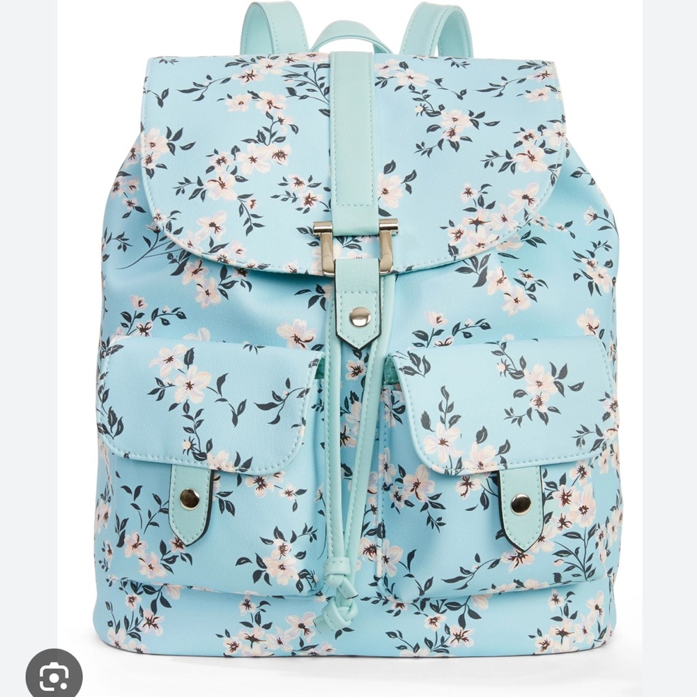 No Boundaries Light Blue Floral Backpack